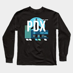 Portland (PDX) Airport Code Baggage Tag Long Sleeve T-Shirt